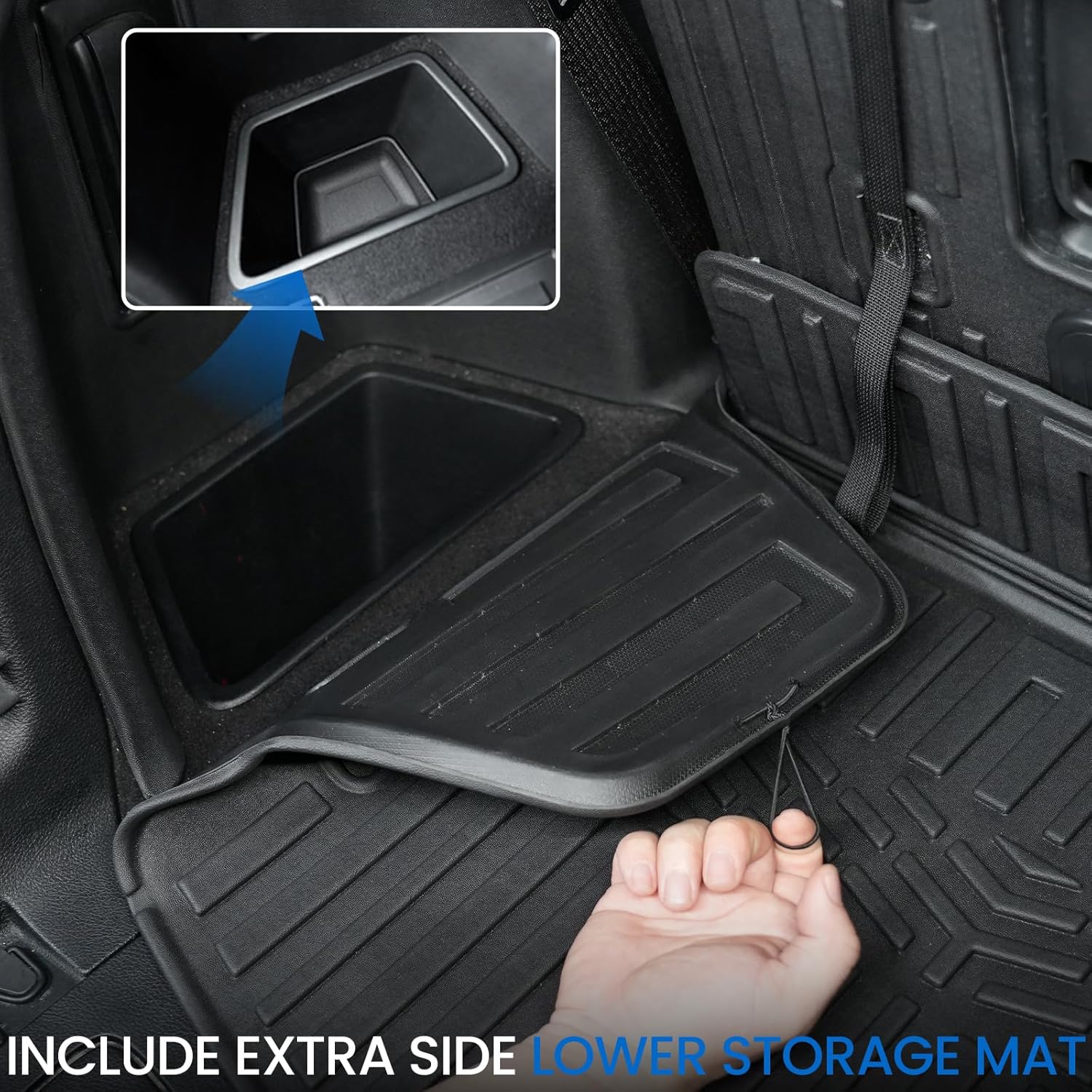 Floor Mats Set for 2016-2026 Dodge Durango (Only for 6 Seats with Captain Chairs), All Weather TPE Backrest Mat Trunk Mat Cargo Liner Door Sill Guards Accessories (6 Seats Floor Mats Set)