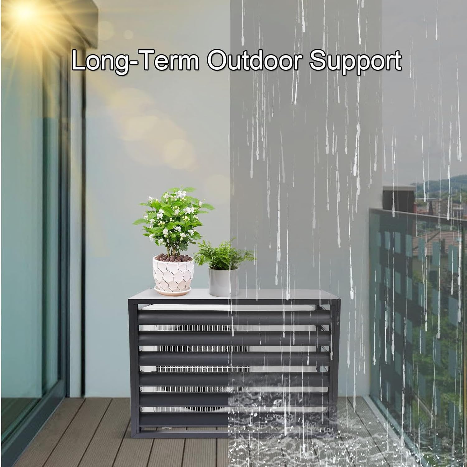 Aluminum Air Conditioner and Heat Pump Cover, Ac Unit Covers Outdoor, Privacy Screens Fence Panels for Air Conditioners Trash Bins(Gray,110cm)