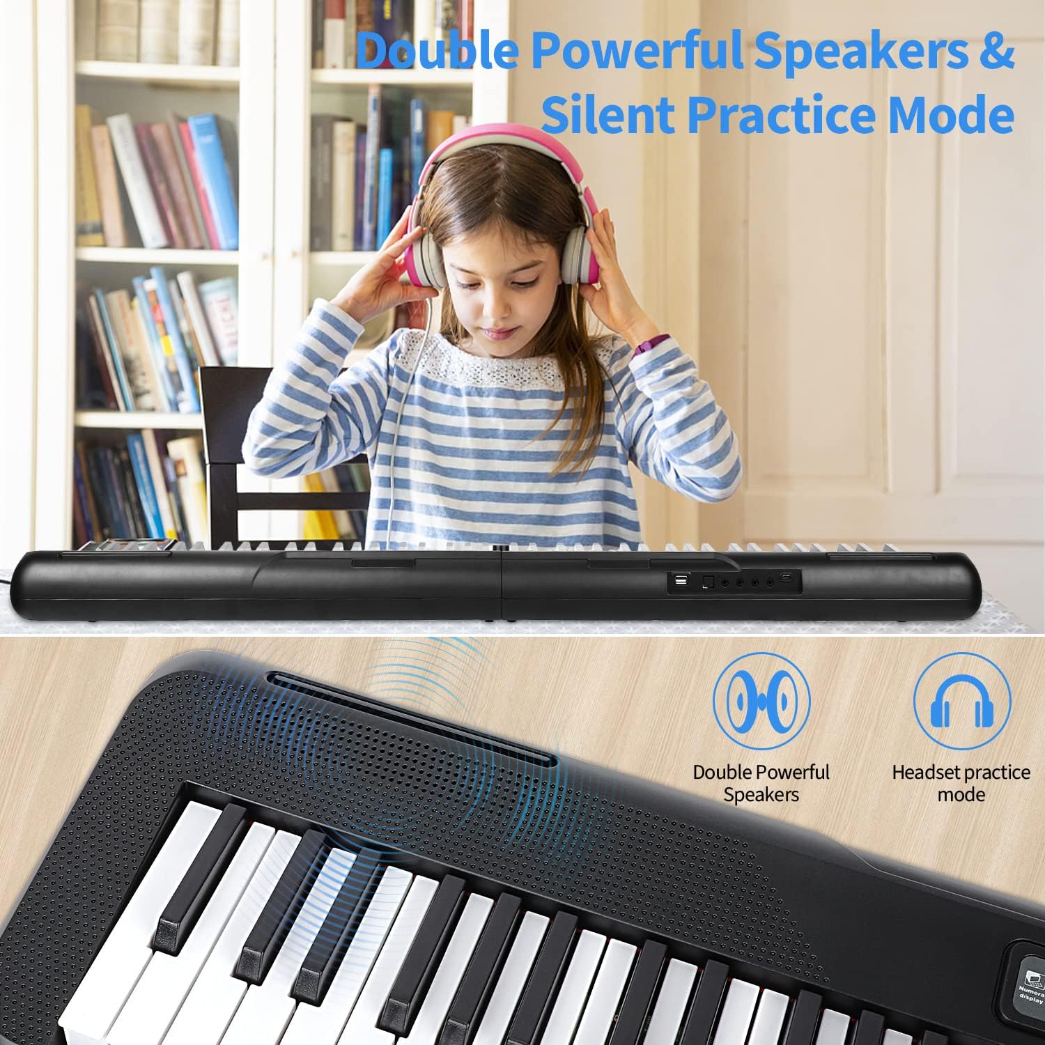 88 Key Digital Piano, Semi Weighted Electronic Keyboard Piano with Music Stand, Power Supply, Sustain Pedal, Bluetooth, Carrying Case, Headphones, USB-MIDI Compatibility, for Beginner Professional