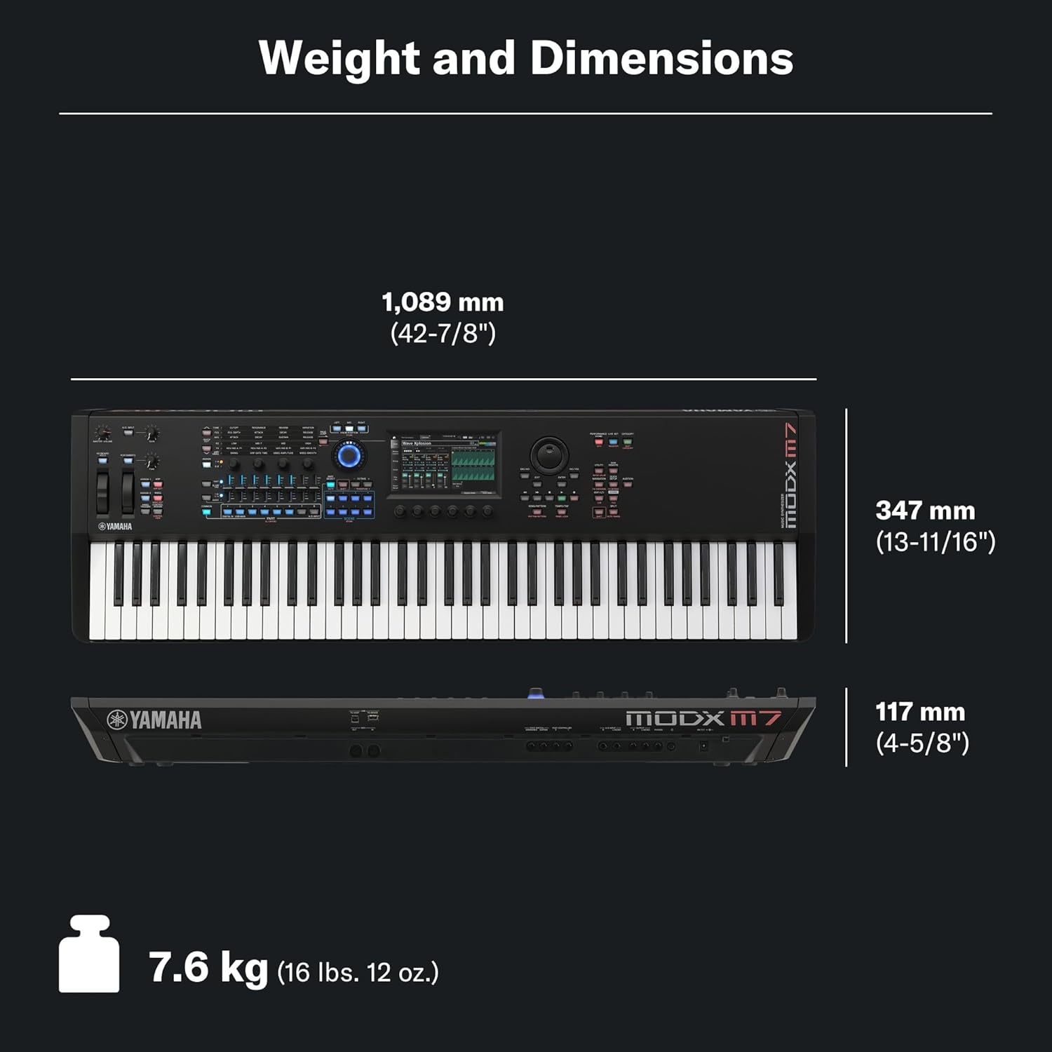 Yamaha 76-Key Music Synthesizer with Improved Keyboard Action, Performance Focused for Next Generation Sound Exploration, Expressive Control and Optimized Workflow MODX M7