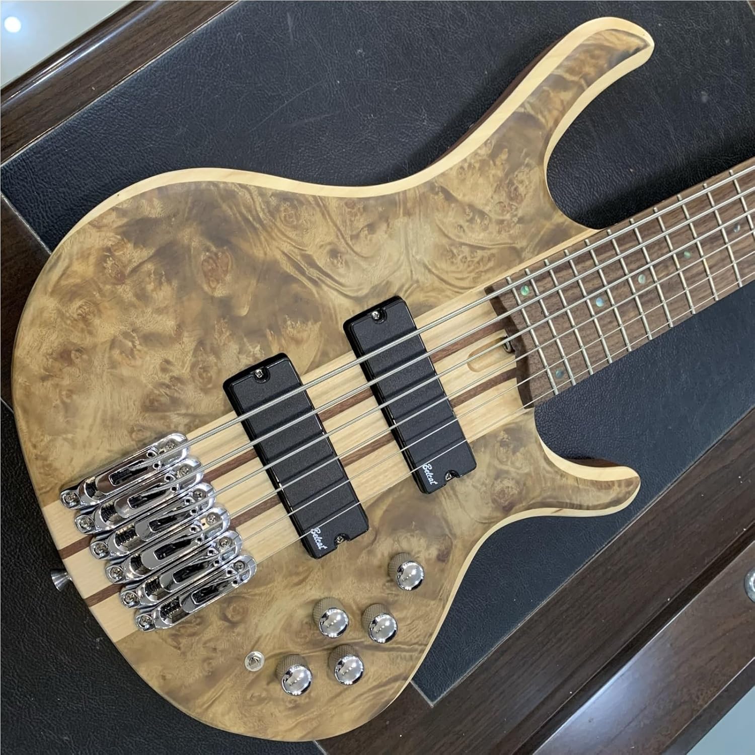 Beginner Electric Guitar Kits Five String Electric Bass Tree Burl Solid Wood Single Board Amplification Circuit Neck Sandwich Body