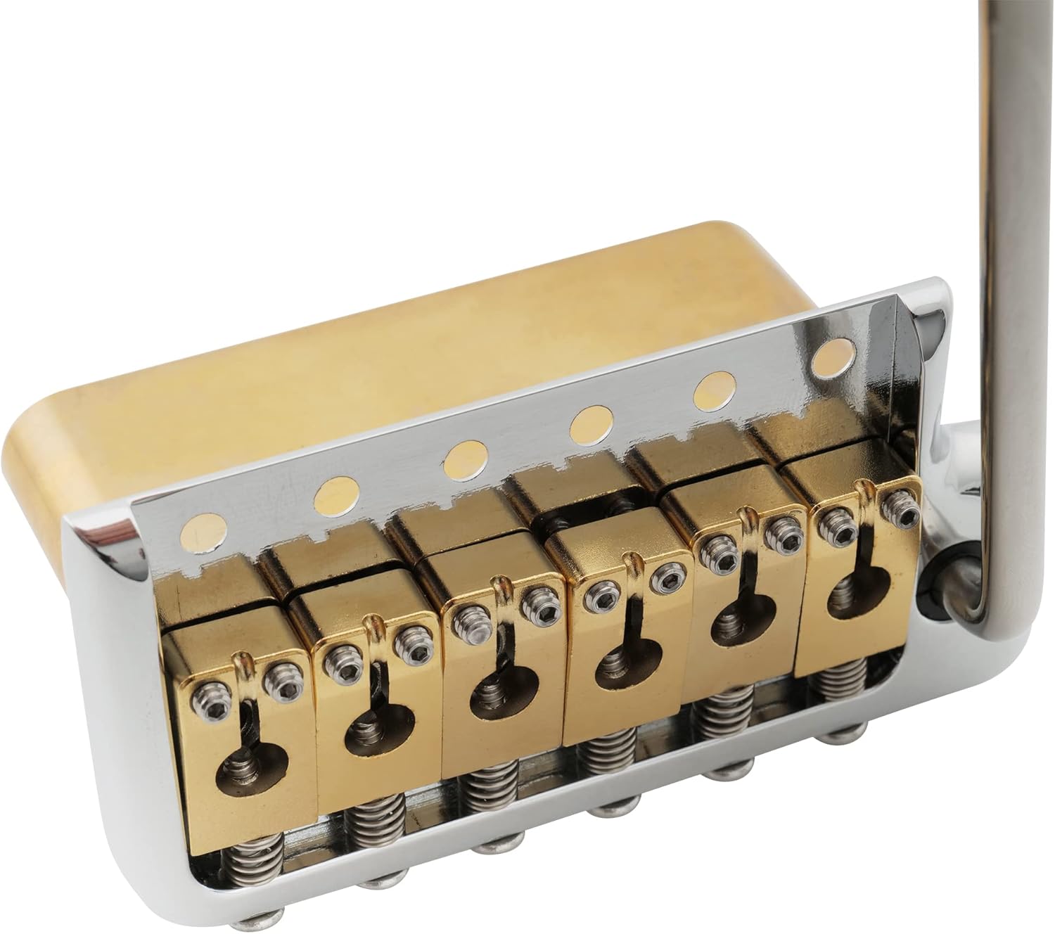 Musiclily Ultra 52.5mm (2-1/16 inch) Full Solid Brass 6-Screw Knife Edge Tremolo Bridge for Strat Style Electric Guitar, Hybrid
