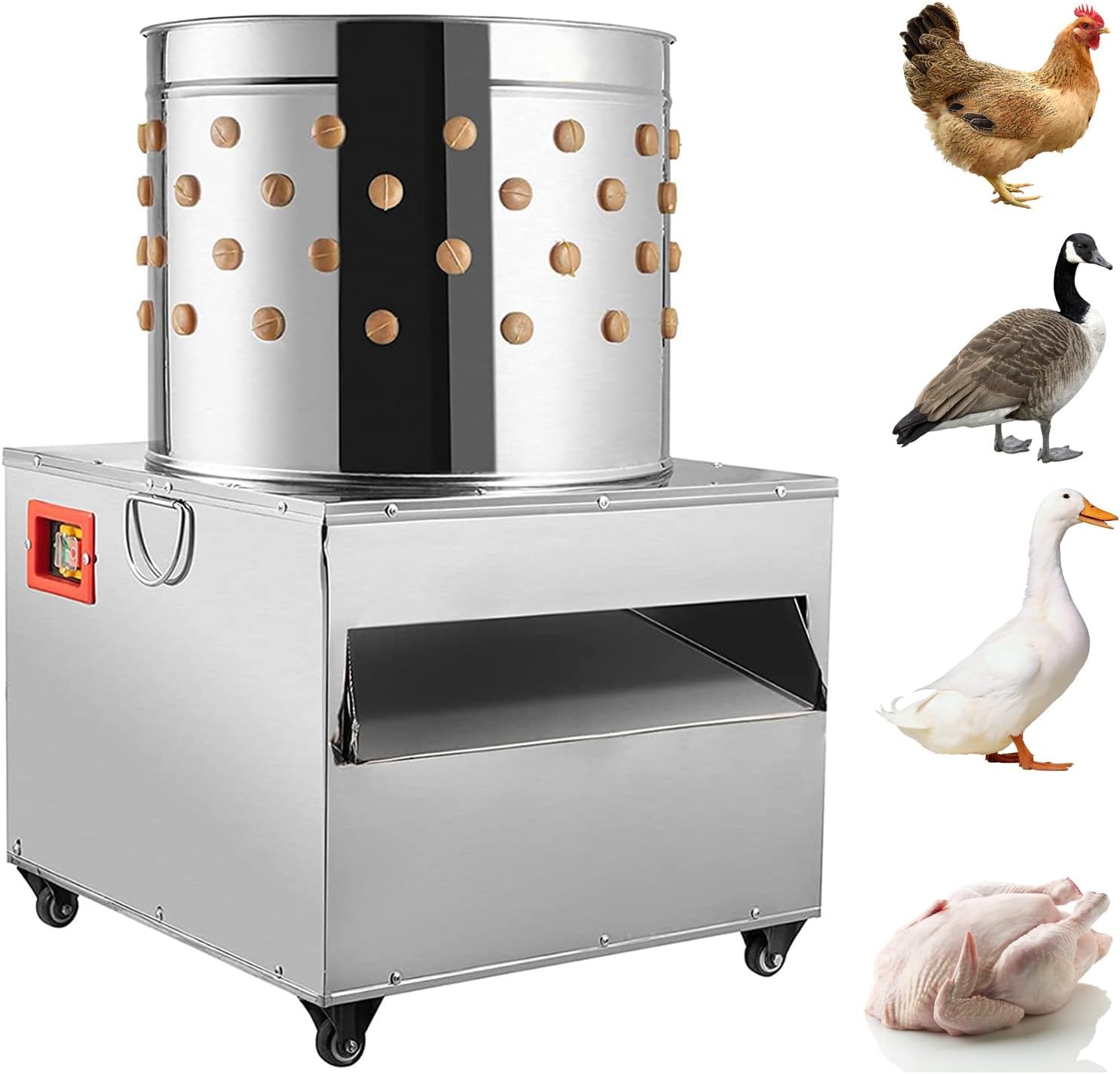 VEVOR Chicken Plucker, 20Inch Barrel Diameter 1500W 275R/min De-Feather Remover Poultry Machine,Heavy Duty Feather Plucking Machine