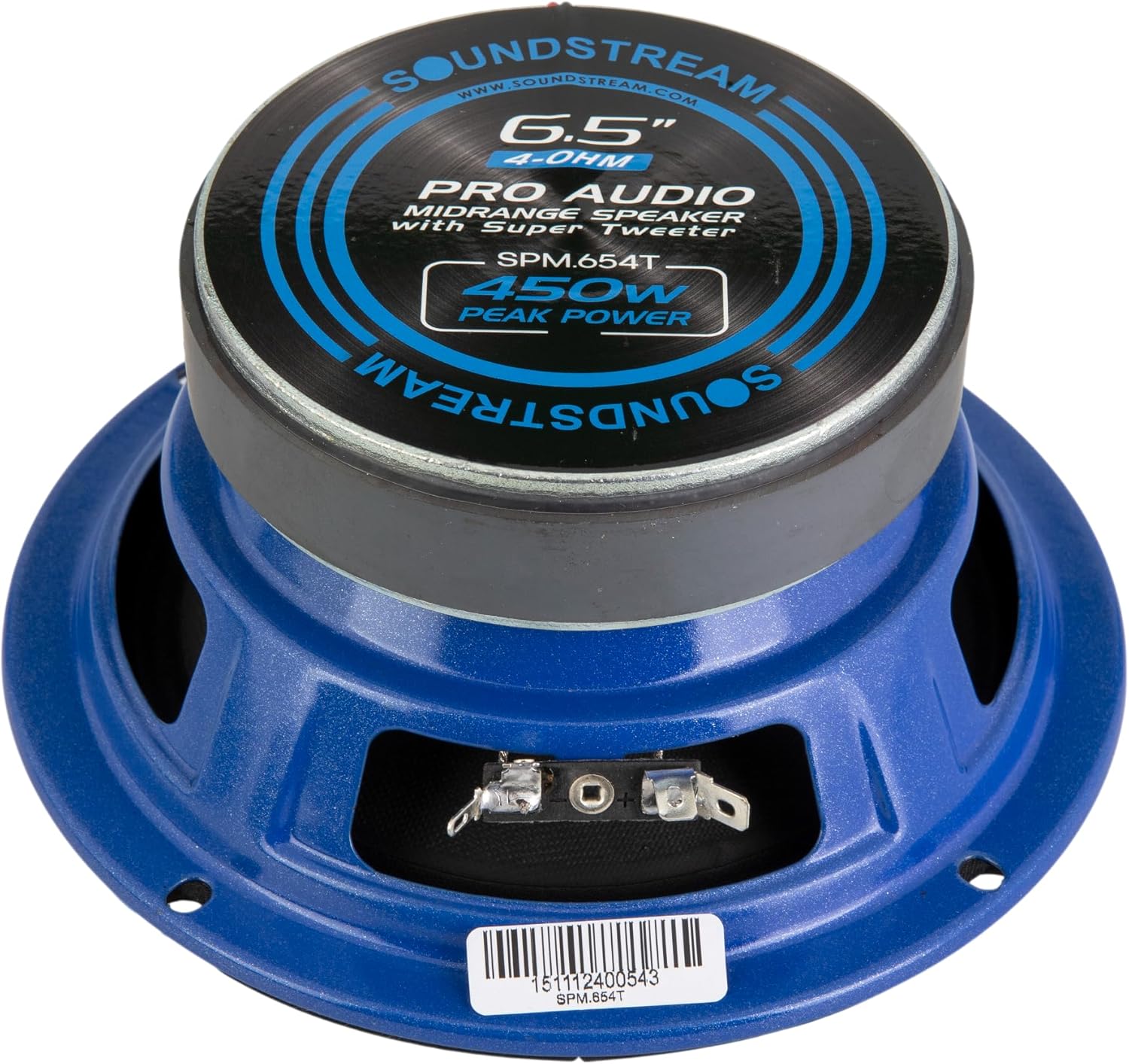 Soundstream SPM.654T – Pro Audio 6.5 Inch Midrange Car Speaker | High Performance SPL Speakers for Loud Sound | 450W Max 6.5” Car Door Speakers with Super Tweeter and Steel Basket - Pair