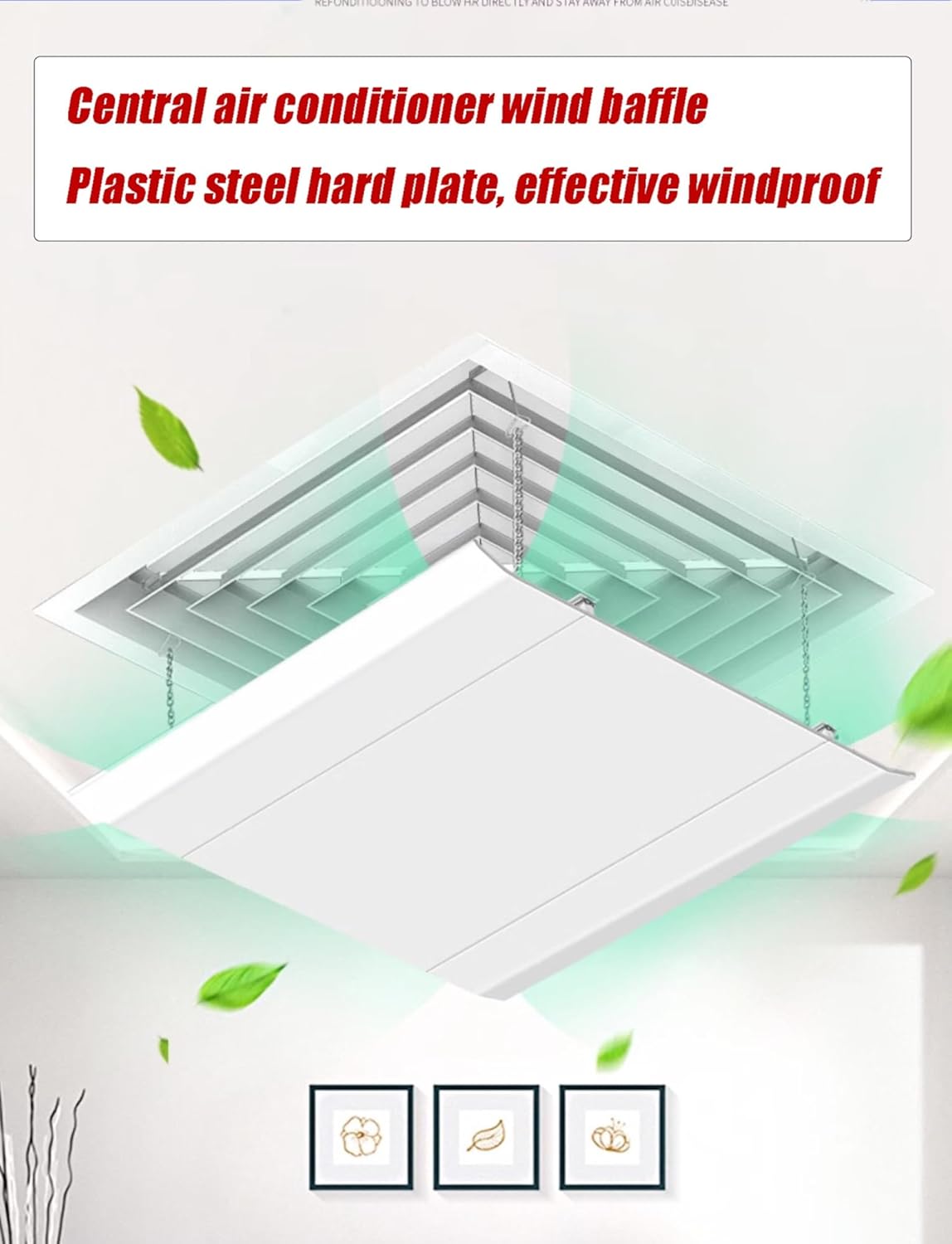 Central Air Vent Deflector, Air Conditioner Deflector, Vent Covers for Home Ceiling, Ceiling Vent Deflector with Hook for Home Office