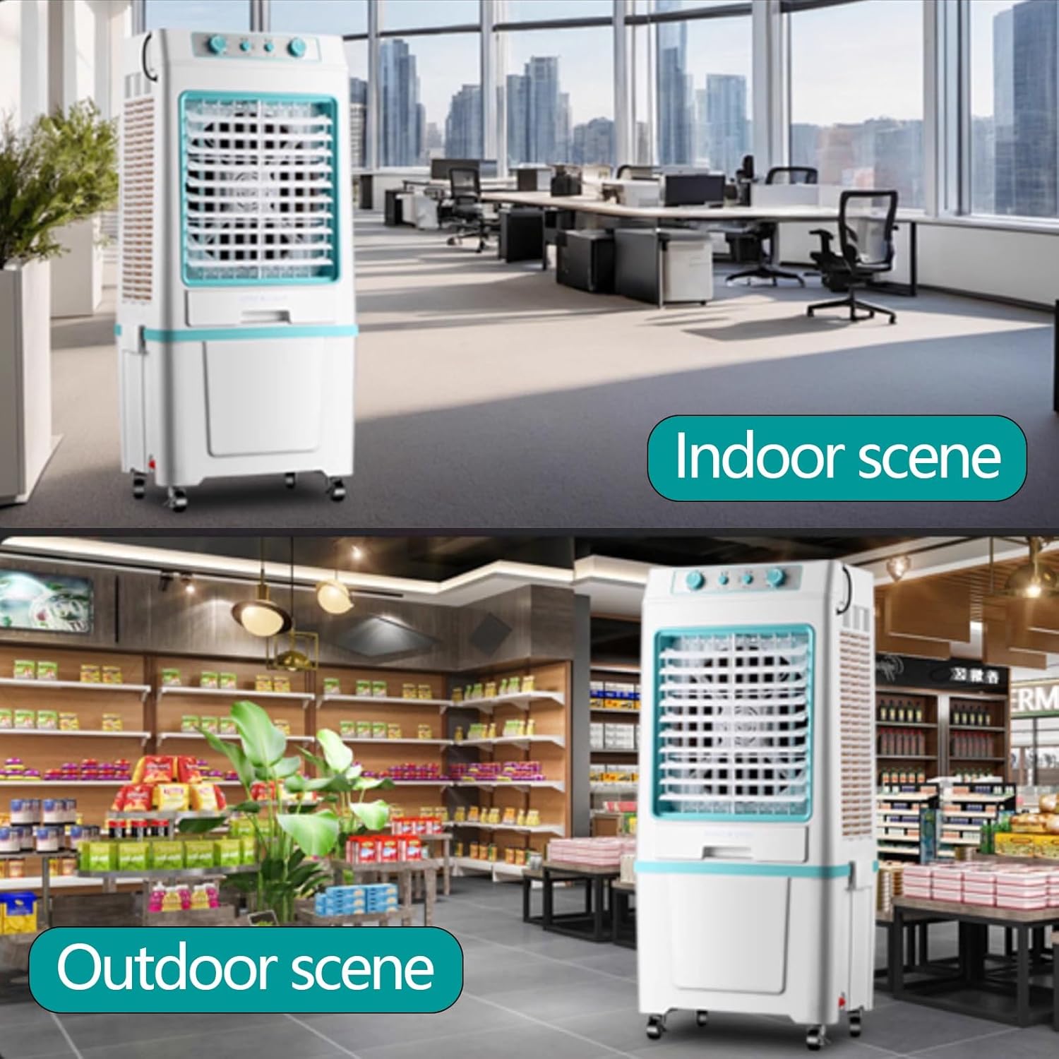 Portable Air Conditioner Fan for Small Rooms with Split Water Tank Portable Air Conditioners for Bedrooms 3 Speeds for Bedroom Kitchen Office(Chrome)