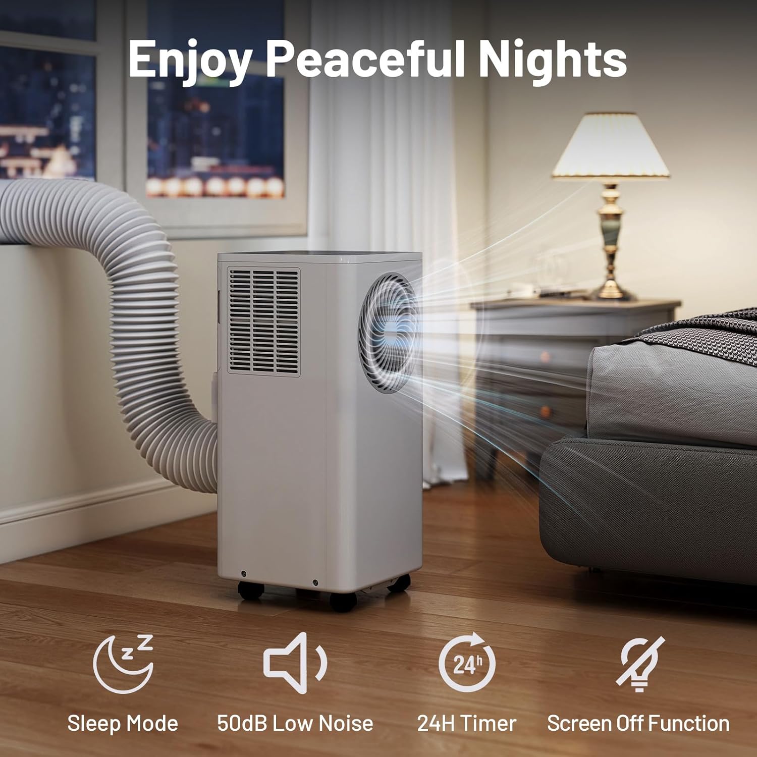 ARLIME 8200 BTU Portable Air Conditioner for Room up to 350 Sq.Ft, 3-in-1 Stand up AC Unit w/Dehumidifier, Fan, Sleep Modes, 24H Timer and Remote Control, Window Installation Kit Included (8200 BTU)
