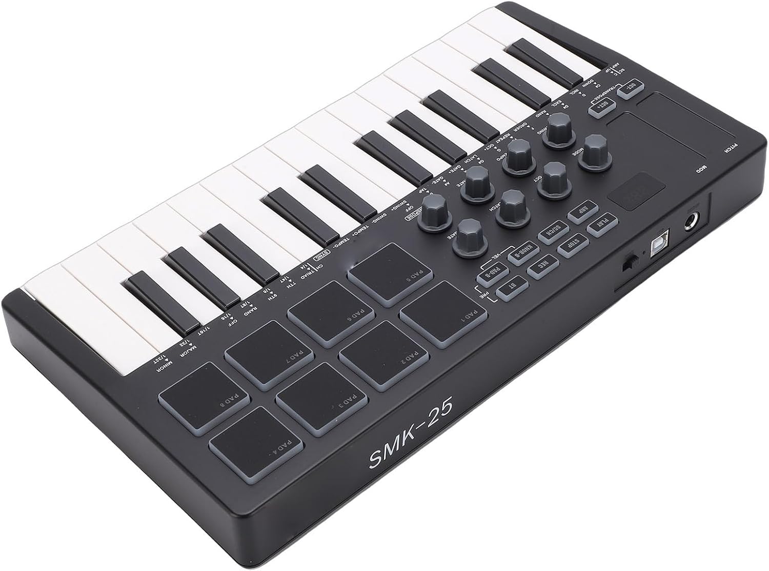 MIDI Keyboard, Portable 25 Keys Controller Keyboard with RGB Backlit Pads 8 Knobs for Music Production