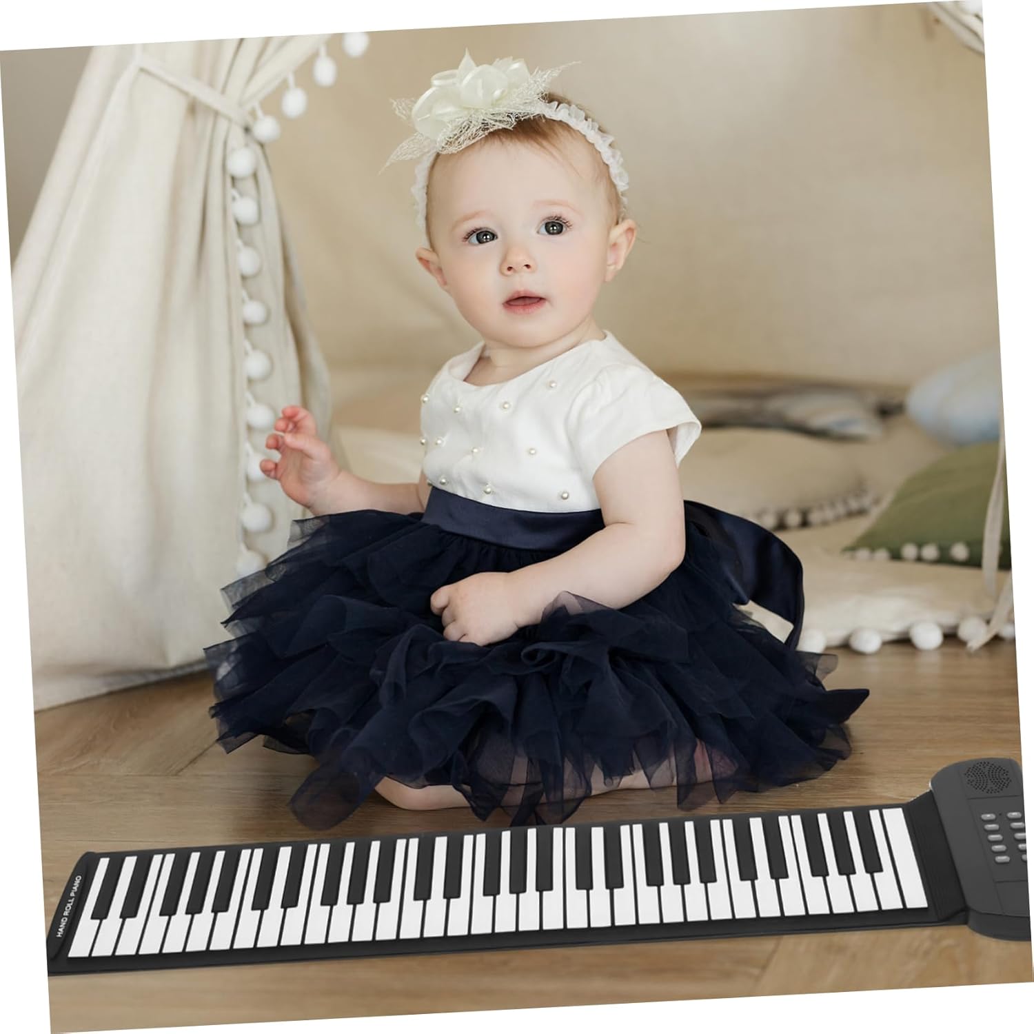 Yardwe Key Foldable Electronic Piano for Portable Hand Rolled Keyboard with Tones USB Connection Fun Music Learning and Entertainment