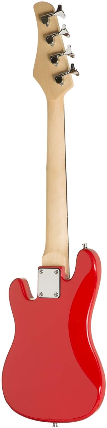 Raptor 3/4 Scale, 38 Inches Size Kids 4 Strings Electric P Bass Package - RED. With 5W Amp, Gig Bag, Strap, 10ft Cable, Picks