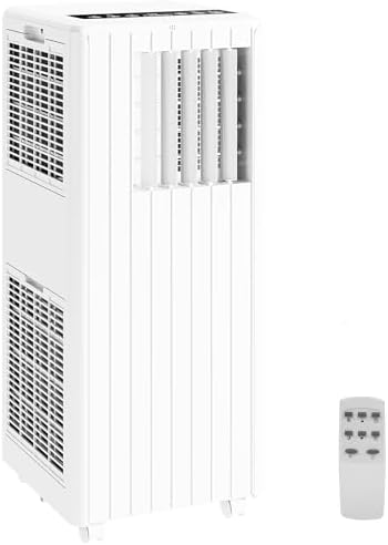 Portable Air Conditioner 8000 BTU, AC Unit Cool Up to 350 Sq.Ft.,3 In 1 Cooling, Dehumidifier, Fan, Remote Control/LED Display/24Hrs Timer/360° Wheels/Installation Kits for Home Office Bedroom