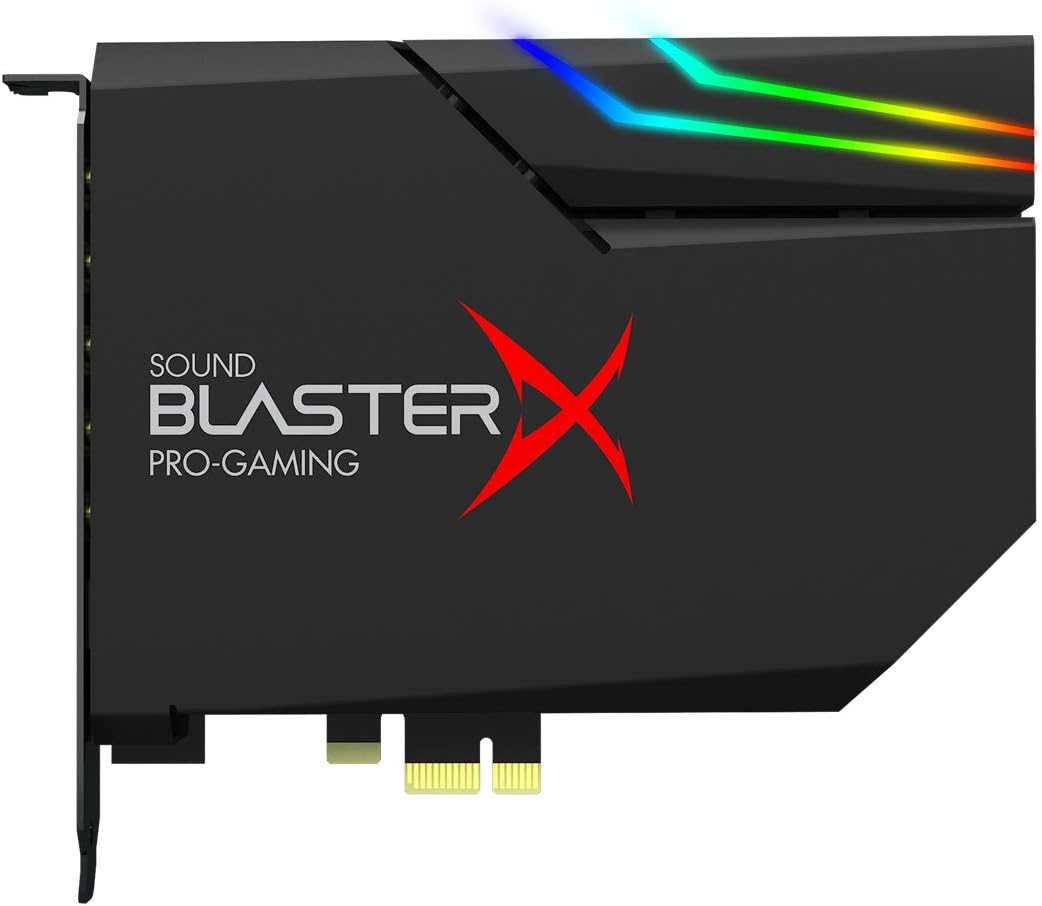 Creative Sound BlasterX AE-5 Plus SABRE32-class Hi-res 32-bit/384 kHz PCIe Gaming Sound Card and DAC with Dolby Digital and DTS, Xamp Discrete Headphone Bi-amp, Up to 122dB SNR, RGB Lighting System