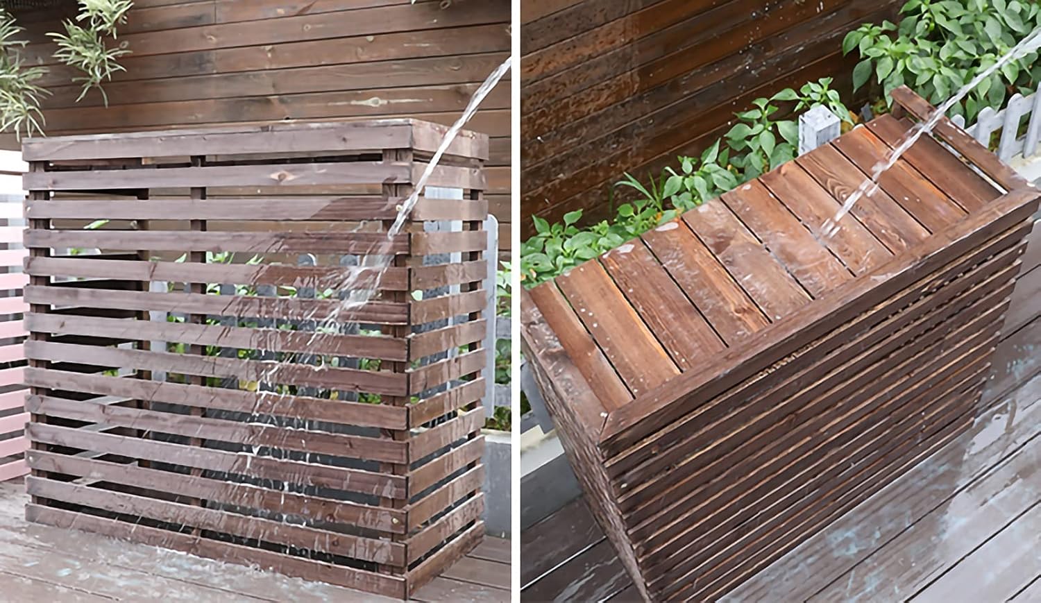 Solid Wood Air Conditioner Cover for Outdoor Use Flower Shelf Decorative Balcony Shielding Host Air Conditioning Frame Natural 85x35x80