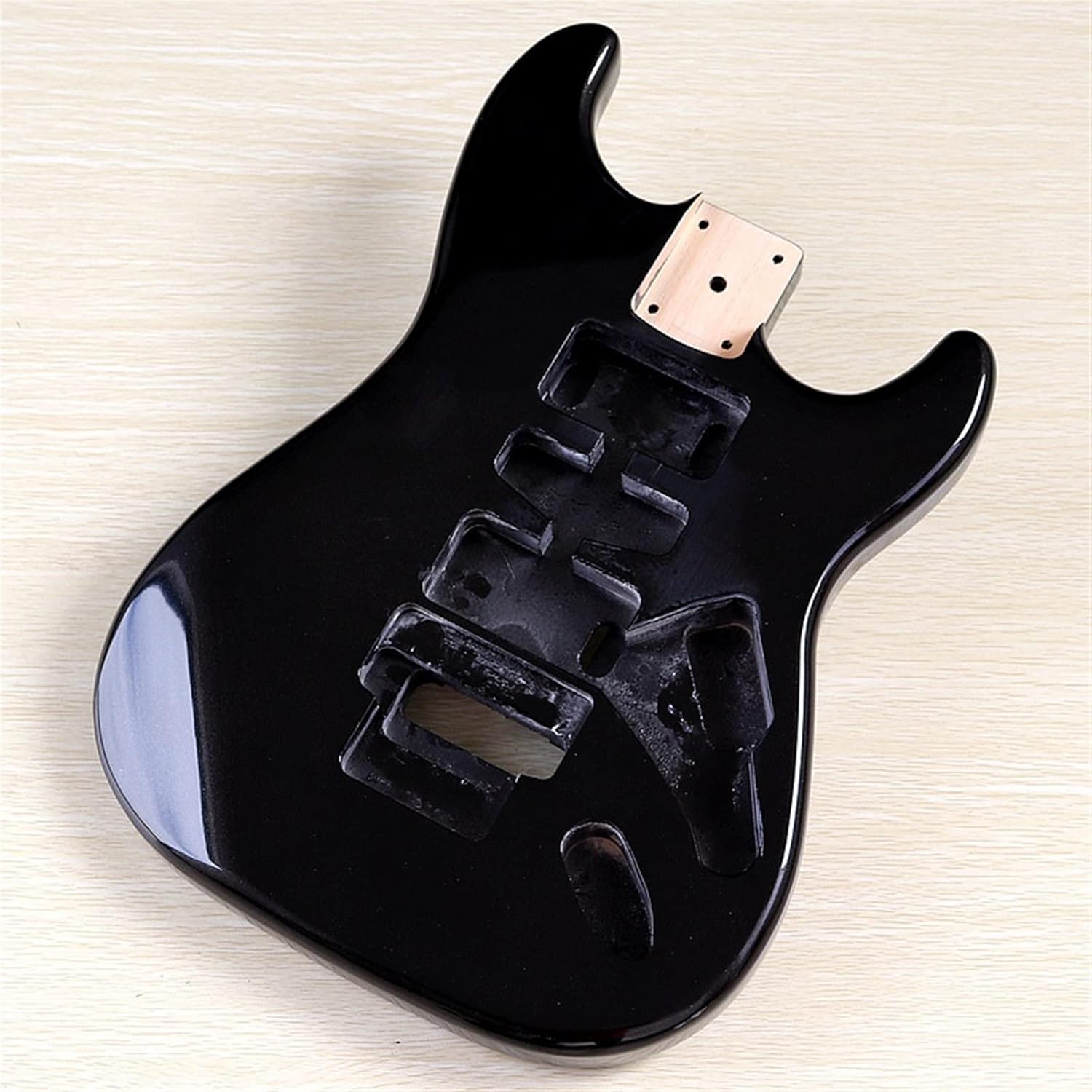 Metallic Black Guitar Body Poplar Wood Electric Guitar Body Glossy 5.7 Cm Pocket Width for 24 Frets Guitar Neck DIY Guitar Kit