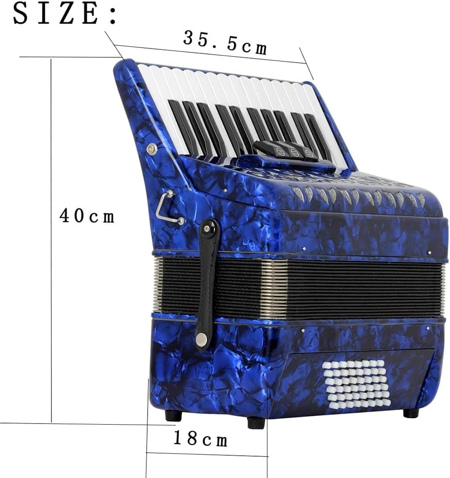 26 Keys 48 Bass Professional Piano Accordion, with Retractable Strap and Storage Bag, for Musical Instrument Lovers, Stage Performance (Color : Blue)
