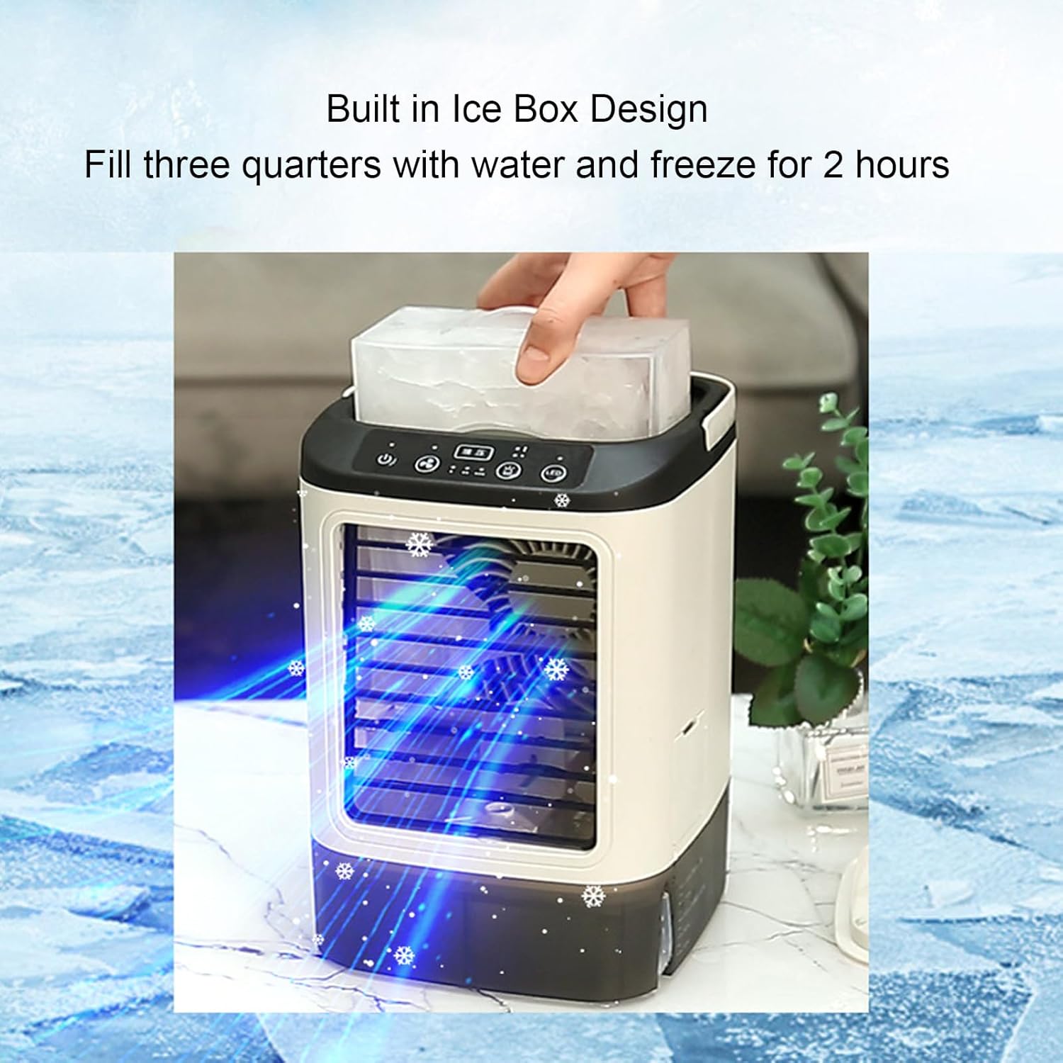 Portable Air Conditioner with 900ML Tank 7 Colors LED Evaporative Air Cooler 2 Levels Humidifier 3 Speeds Cooling Fan for Bedroom Office