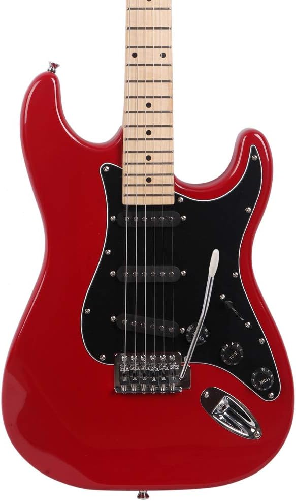 Red Electric Guitar Starter Package with Amp, Gig Bag, Strap, Cable, Pick, Whammy Bar, Full Size 39