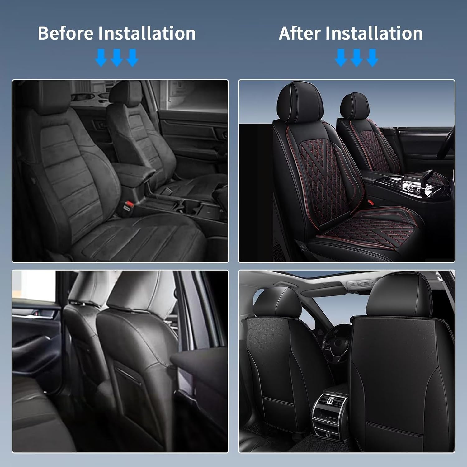 Car Seat Covers Fit for Jeep Renegade 2015-2023 Faux Leather Front Set Seat Covers - Waterproof & Anti-Slip Automotive Interior Accessories (Red Line)