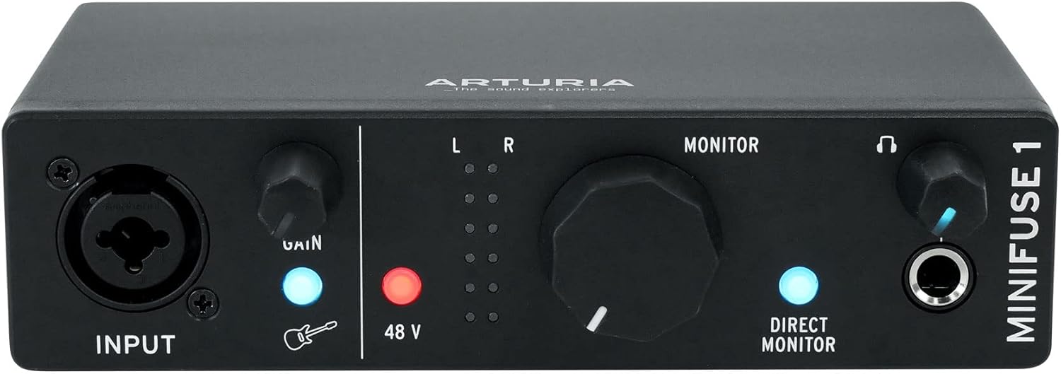 Audiosavings Bundle: Arturia Minifuse 1 Portable Solo Audio USB Recording Interface+Software Bundle with Rockville RCM03 Pro Studio Recording Microphone + Rockville PRO-M50 Studio Headphones (3 Items)