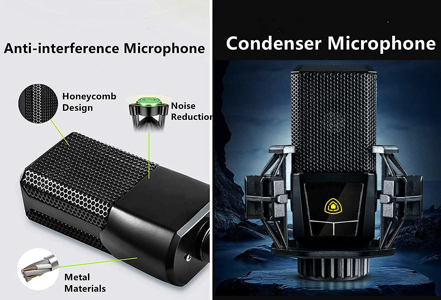 K300 Podcast Equipment Bundle, With Podcast Condenser Microphone, Voice Changer Sound Card with Multiple Sound Effects and LED Light, Prefect for Streaming/Podcasting/Gaming/Recording/YouTube/PC