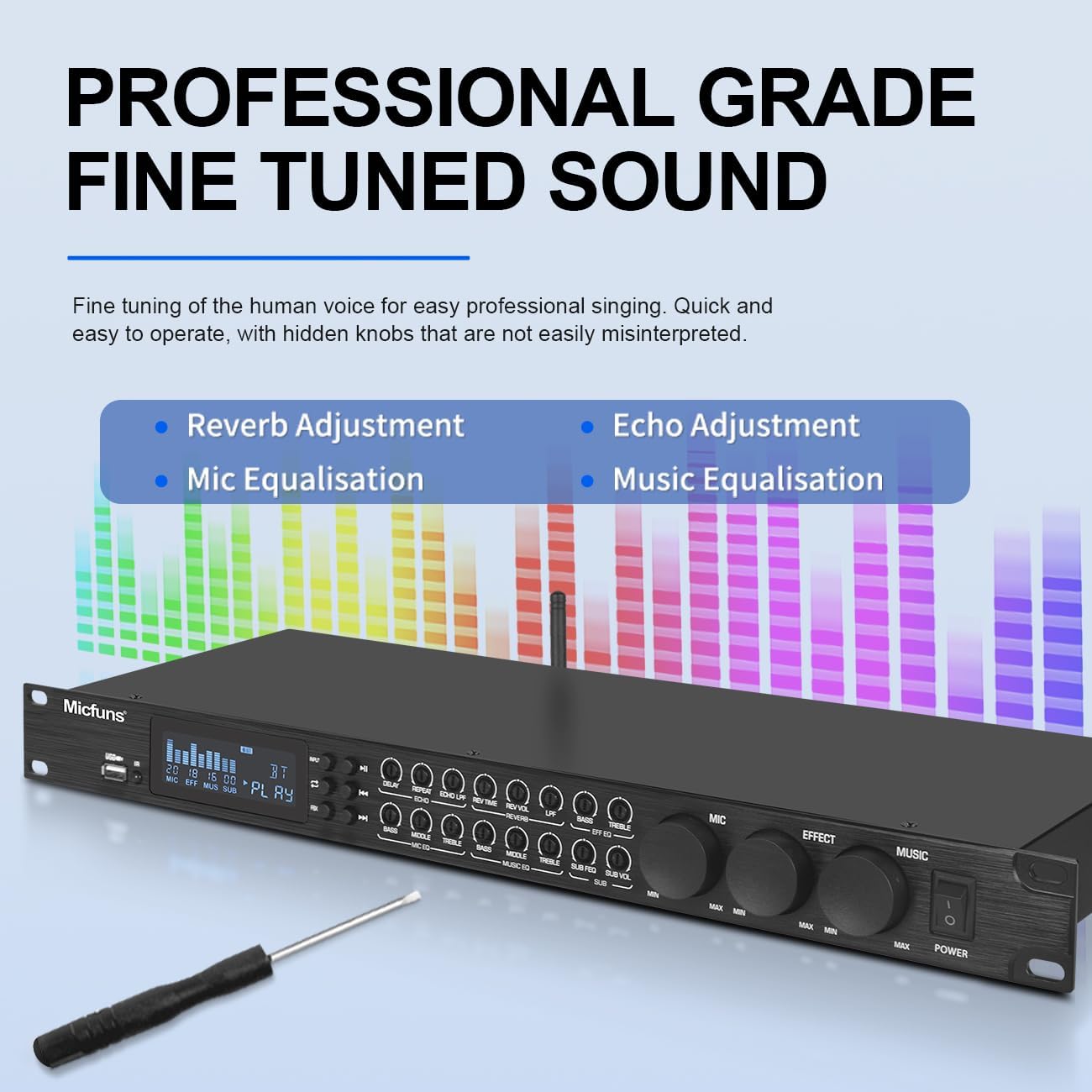 KT900DSP Feedback Suppressor Preamp Preamplifier Karaoke Effector Digital Pre-stage Effector Anti-howling Audio Processor Echo USB MP3 Bluetooth Optical
