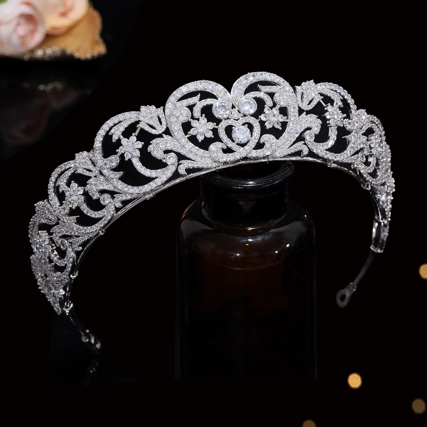 Aoligrace CZ Princess Diana Wedding Crowns for Bridal Spencer Replica Tiaras for Women Cubic Zirconia Prom Headpiece Sweet 16 Hair Accessories