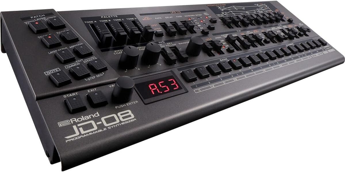 Roland JD-08 Tabletop Boutique Synthesizer Module with K-25M 25-Key MIDI Keyboard Dock