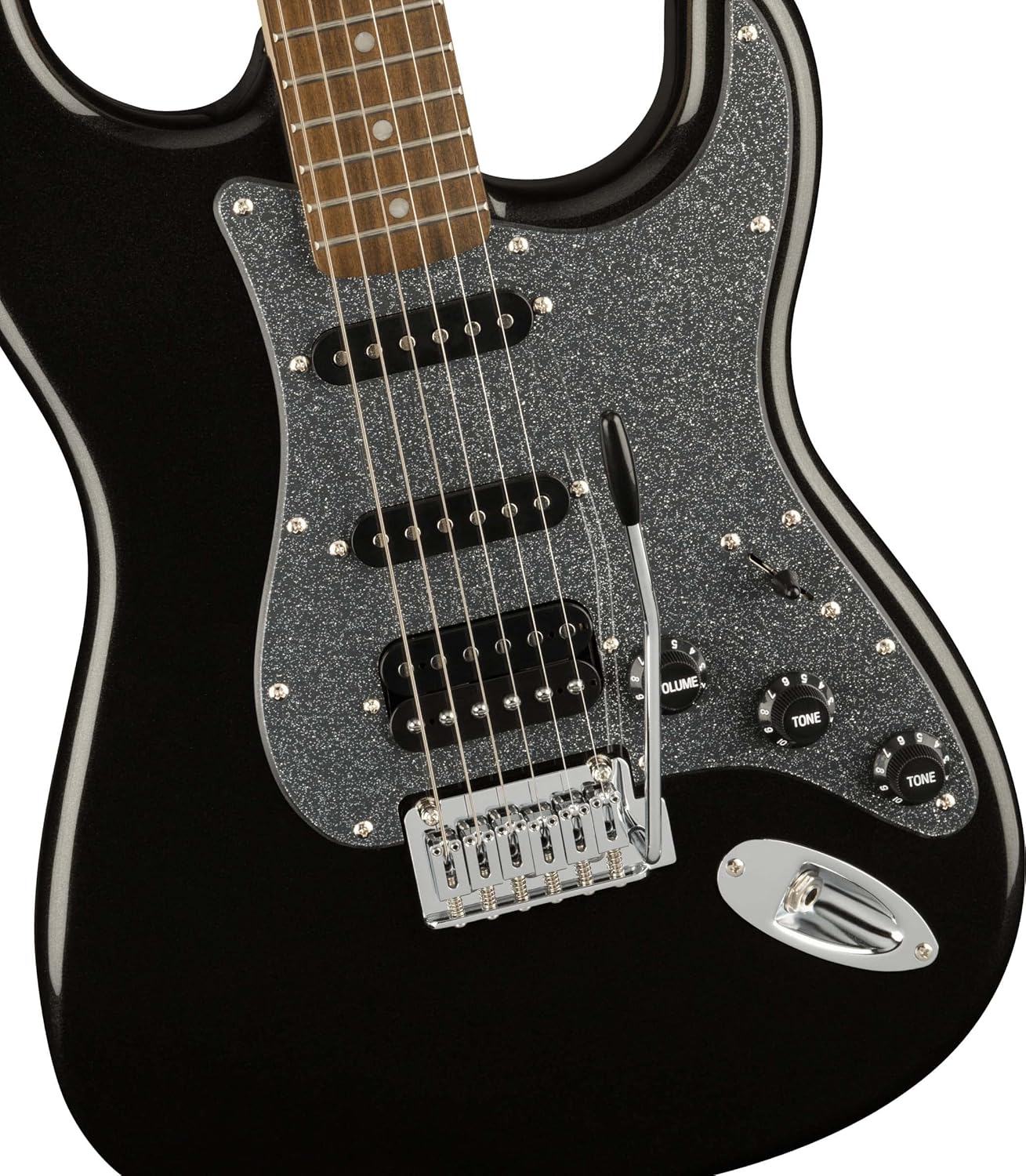 Fender Squier Affinity Stratocaster HSS Limited Edition - Metallic Black Bundle with Gig Bag, Tuner, Strap, Picks, and Austin Bazaar Instructional DVD
