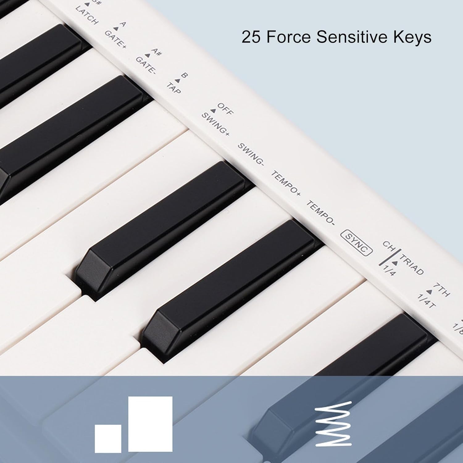 25 Sensitive Keys MIDI Keyboard Controller, Portable Design Rich Functionality with Wide Connectivity