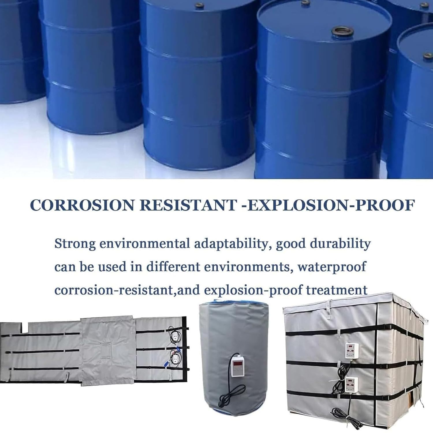 IBC Barrel Heater, Oil Drum Electric Heating Machine, with 0~150℃ Temperature Controller,55 Gallon/275 Gallon Oil Drum Heater Temperature:0~150℃(Black,275Gallon/1000L)