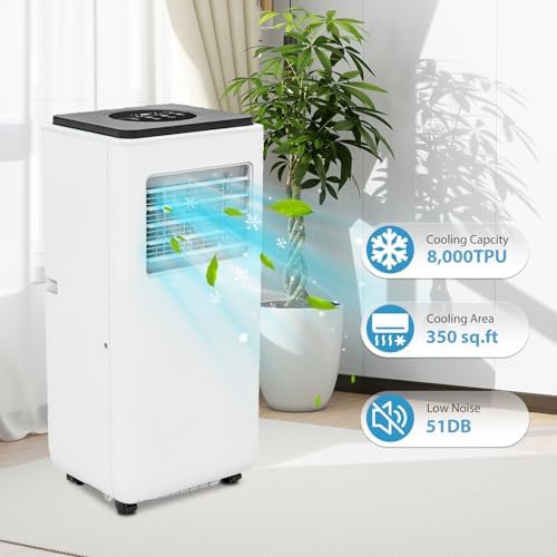 8,000 BTU Portable Air Conditioner 3-In-1 Function, Cooling/Fan/Dehumidifier, Standing Air Conditioning with Remote Control, Led Display, Portable Ac Unit Cools Up to 350 Sq.Ft for Home Office