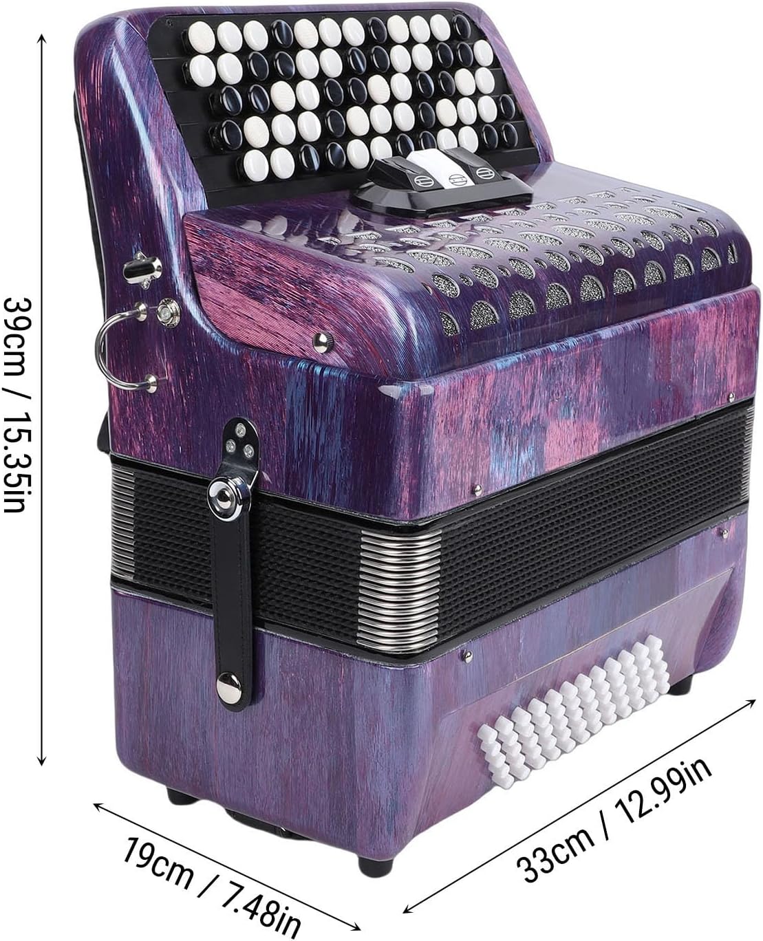 Bass Accordion, 62 Key 60 Button F B E Tuning Chromatic Accordion with Thicker Cases and Shoulder Strap Musical Instruments for Beginners Professional