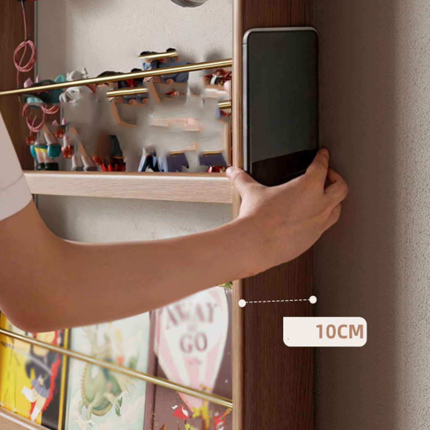 Solid Wood Bookcases Behind The Door Bookshelf Solid Wood Bookcases with Open Display Shelves Behind The Door Storage Organizer for Toys And Books Space-Saving Wall Mount Narrow Book Shelf,60*10*186cm