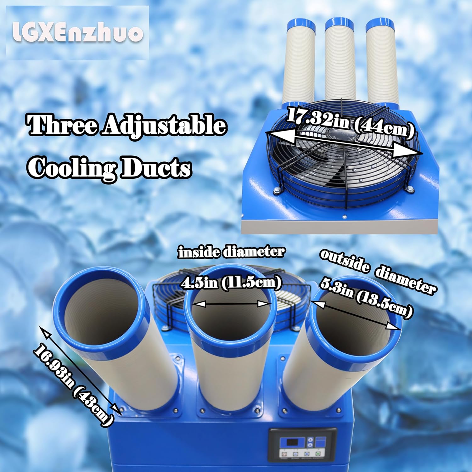 220V Industrial Air Conditioner Portable Industrial Cooling Unit 22178 BTU/h Three-Tube 14L Tank for Hospitals Workshops Events 2400W