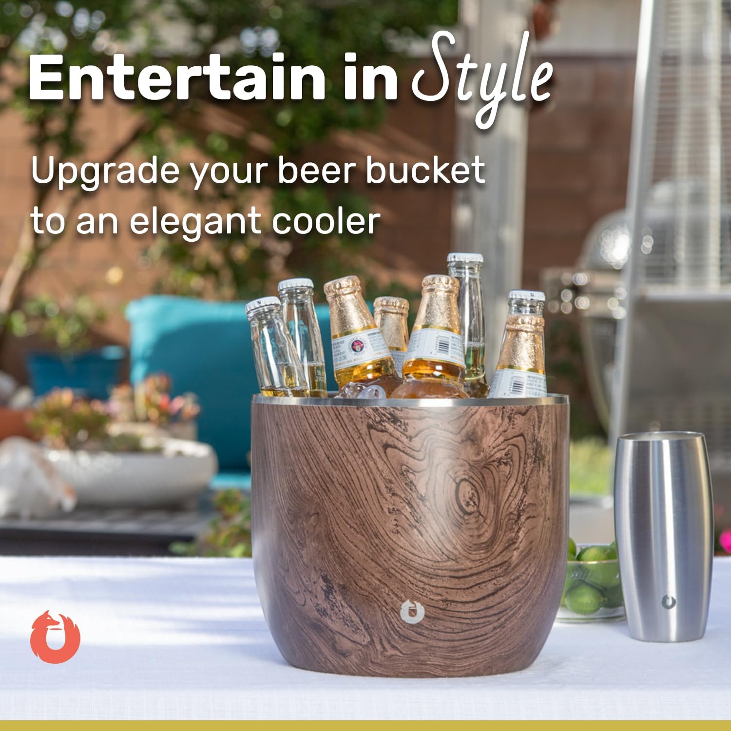 Snowfox XL Premium Vacuum Insulated Double Wall Stainless Steel Ice Bucket with Lid/Scoop, Bar Accessories, Large Elegant Party Bucket, Chill Several Bottles, Beautiful Entertaining, 7L, Matte Black