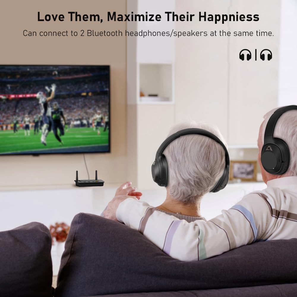 1Mii B03Pro Bluetooth 5.3 Transmitter Receiver for Home Stereo TV, HiFi Wireless Audio Adapter with Audiophile DAC & aptX Low Latency/HD/Adaptive, Long Range, Optical RCA AUX 3.5mm Outputs/Inputs