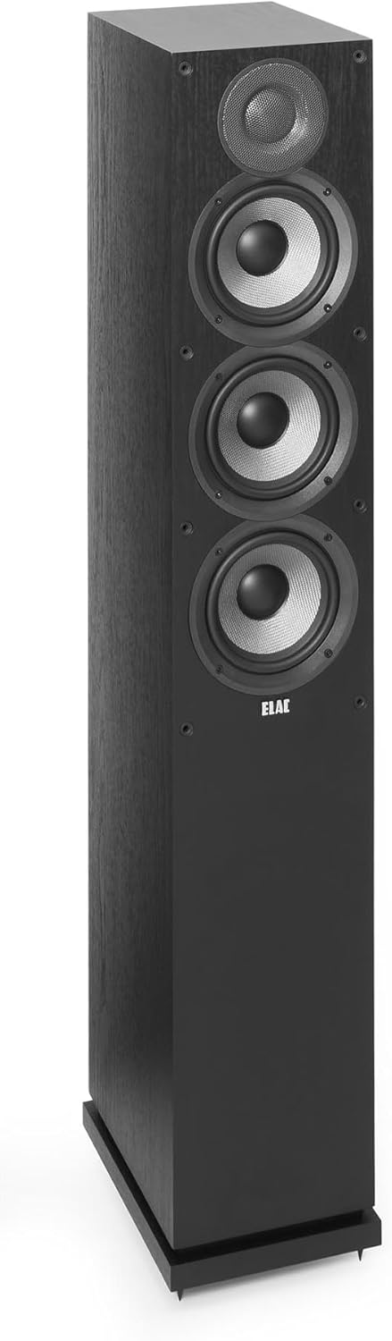 ELAC Debut 2.0 F5.2 Floorstanding Speaker, Black (Each) - 1” Cloth Dome Tweeter & Triple 5.25” Aramid Fiber Woofers - 3-Way Bass Reflex - Up to 35,000 Hz Response