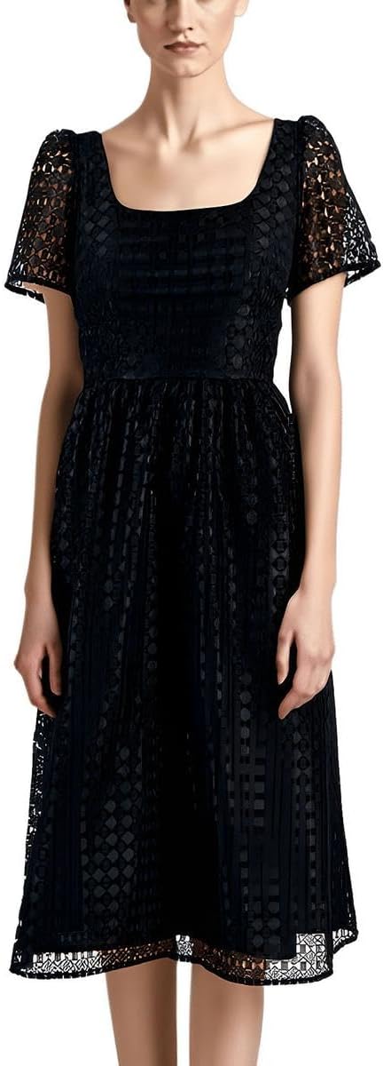 Anne Klein Women's Square Neck Midi with Puff Sleeves