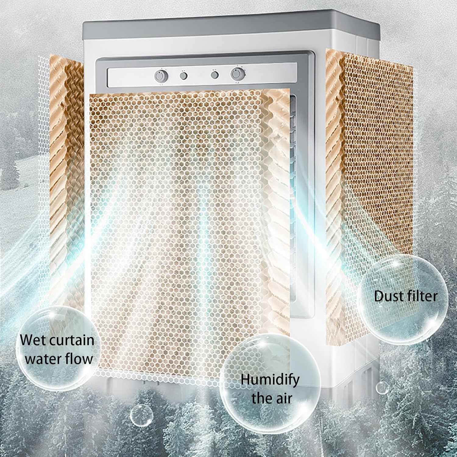 Evaporative Air Cooler, Swamp Cooler Air Conditioner with 6 Ice Packs, 3-Speed Portable Air Conditioner for Factory Room(73 * 44 * 146cm)