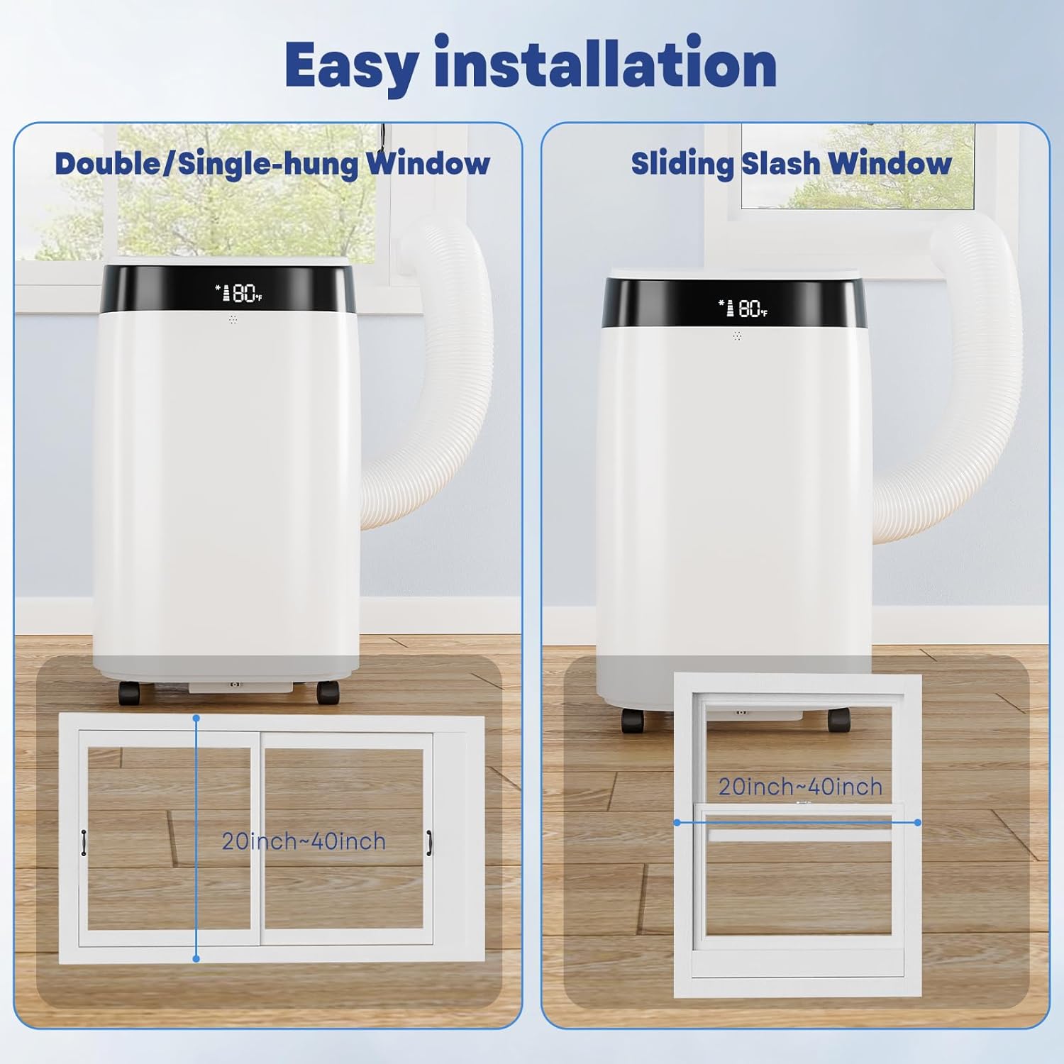 10000 BTU Portable Air Conditioners with Remote Control, 4-In-1 Cooling AC Unit for Room Up to 450 Sq.Ft, 3 Wind Speeds, 24H Timer, Auto Swing, Easy Install for Bedroom, Dorm, Office