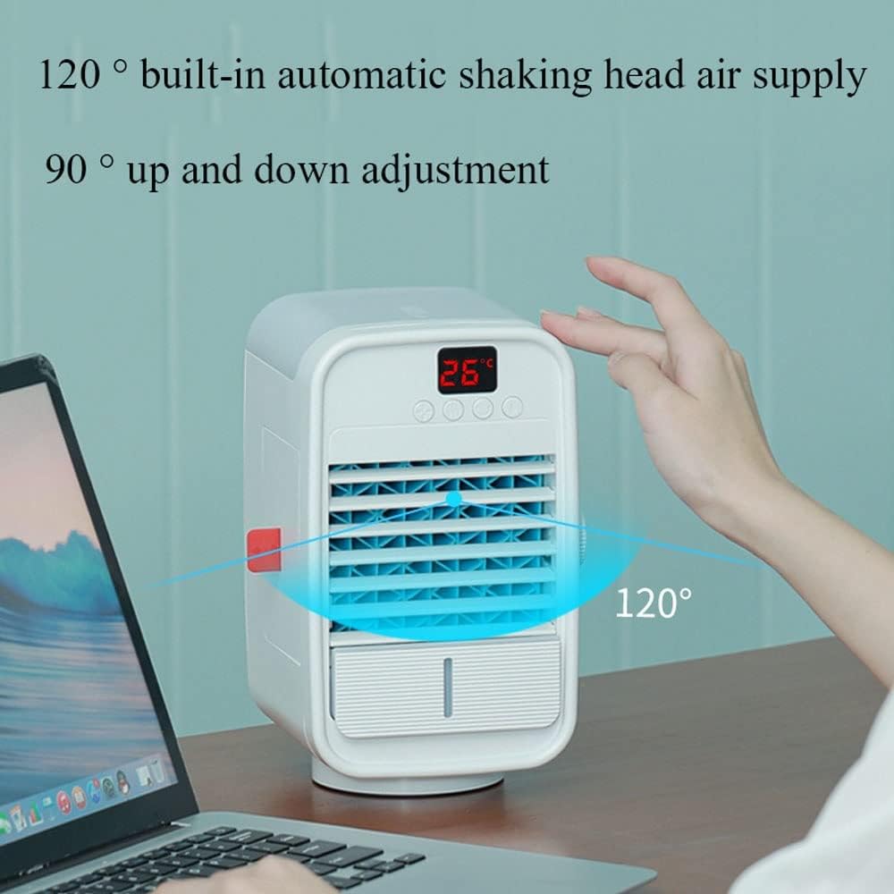USB Portable Air Conditioners Air Cooler, 3 Wind Speed & 7 LED Light, Cool Mist & 5H Timer Cold, Personal Mini Air Cooling Fan for Room