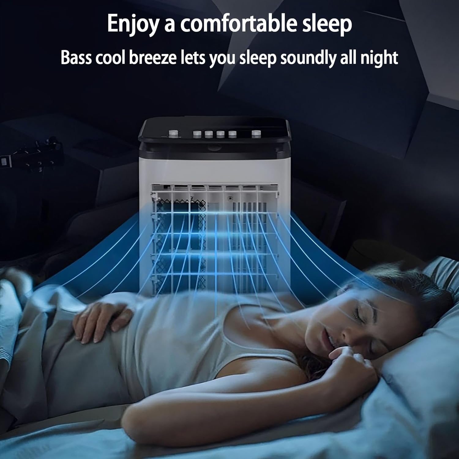 JSDMBD Portable Air Conditioners Portable Evaporative Air Cooler Floor Air Conditioner Cooling Small Electric Fan, Humidification and Purification, Three Speeds, Wide-Angle Swing, Remote Control