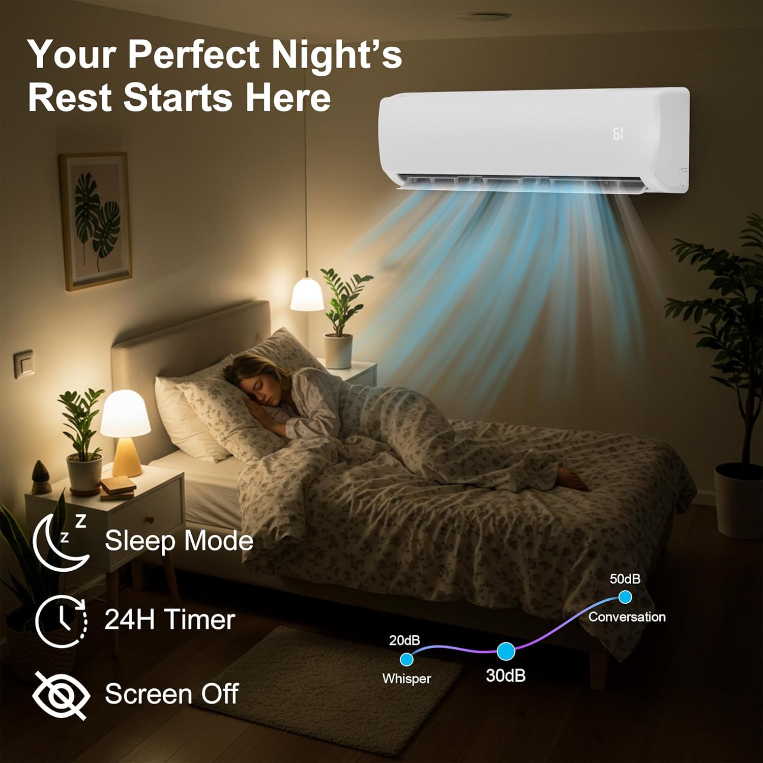 Uthfy 1800BTU 230V Mini Split AC/Heating System, Energy Efficent Ductless Inverter Air Conditioner,Pre-charged Condenser, Heat Pump,1.5 Ton,Cool Up to 1250sq.ft,19 SEER 2,Installtion Kits Included