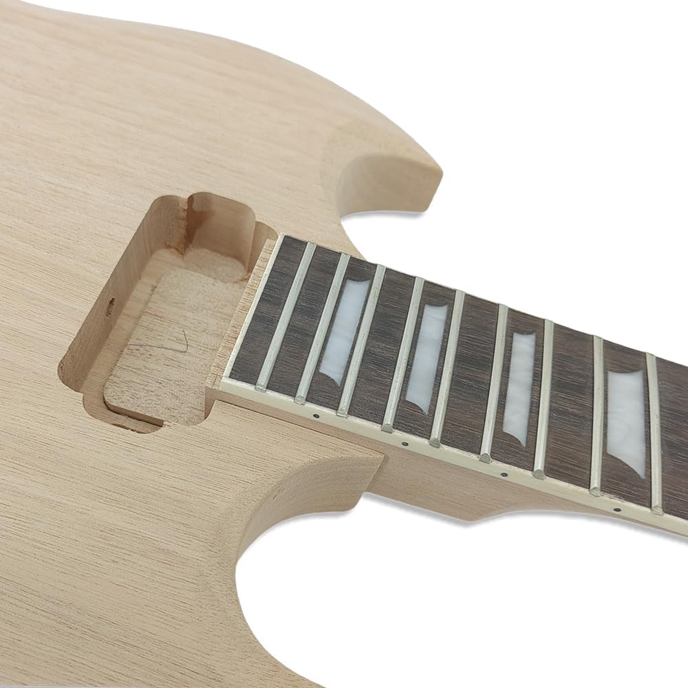 Electric Guitar Kit With Mahogany Body Mahogany Neck 6 String Left Handed Rosewood Fretboard 22 Fret 24.75 Inch For Building Guitar