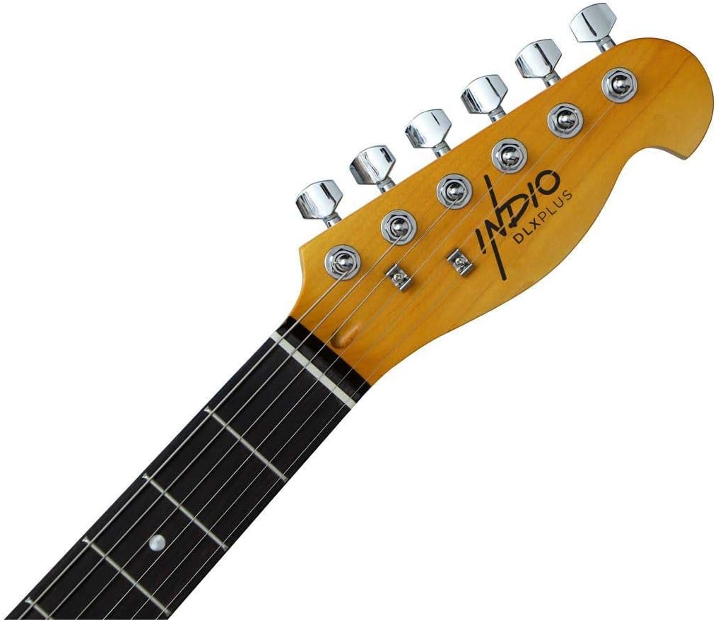 Monoprice Indio Series, 6-String Retro DLX Plus Electric Guitar - Right Handed, With Gig Bag, Solid Ash Body, Maple Neck and Fretboard, Cherry Red Burst