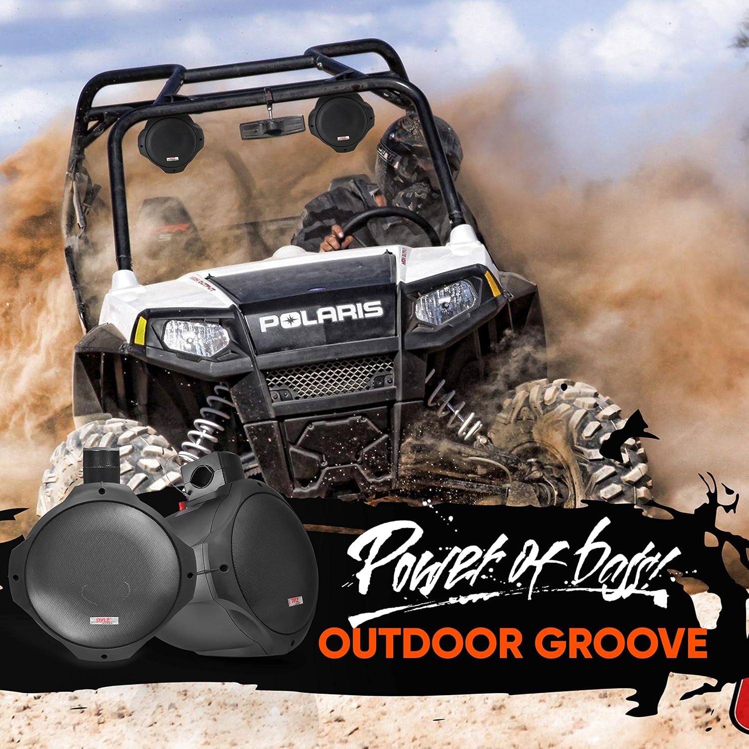 8 Inch Dual Marine Speakers - 2 Way IP44 Waterproof, Weather Resistant Outdoor Audio Stereo Sound System with 200 Watt Power and Poly Mica Cone and Butyl Rubber Surround - 1 Pair - PLMRB85 (Black)