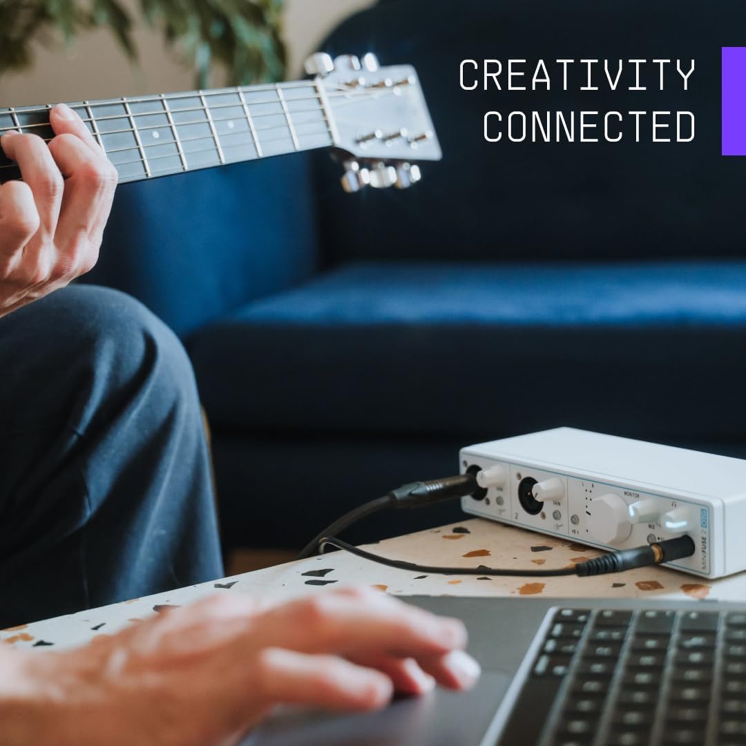 Arturia - MiniFuse 2 OTG - Audio & MIDI Interface with Creative Software for Recording, Production, Podcasting, Guitar, USBC/USBA - White