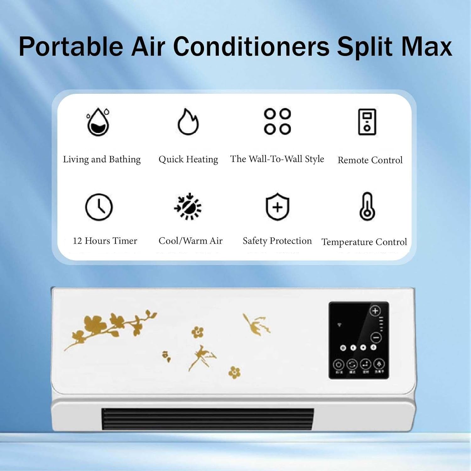 Portable Air Conditioner Split Max Multifunctional Cooling Air 3s Desktop Wall Mounted 2-in-1 Super Quiet Blow Cool Breeze & Heating, for Home, Office