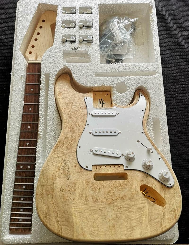 Unfinished Guitar Kit Electric Guitar Materials Maple Solid Wood Leather Basswood Body Hard Maple Neck Electric Guitar Material Combination Handmade ​Guitar Body