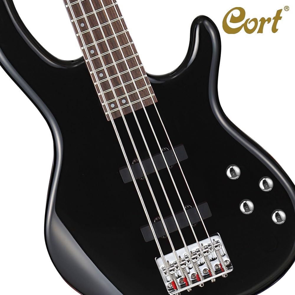 Cort ACTIONBASSVPLUSBK Action Bass V Plus 5 String Guitar, Black